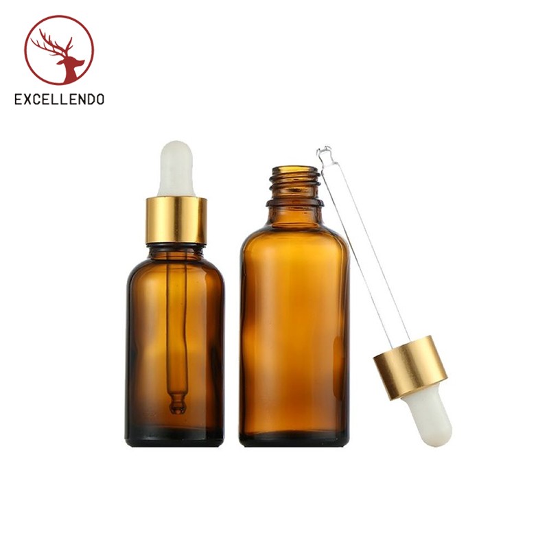 Amber Spray Bottle Glass Cosmetic Bottle with Pump Dropper Bottle for Essential Oil and Cream