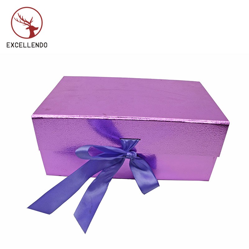 Luxury Factory Custom Magnet Folding Gift Box Shoe Box, Collapsible Gift Packaging Box with Ribbon