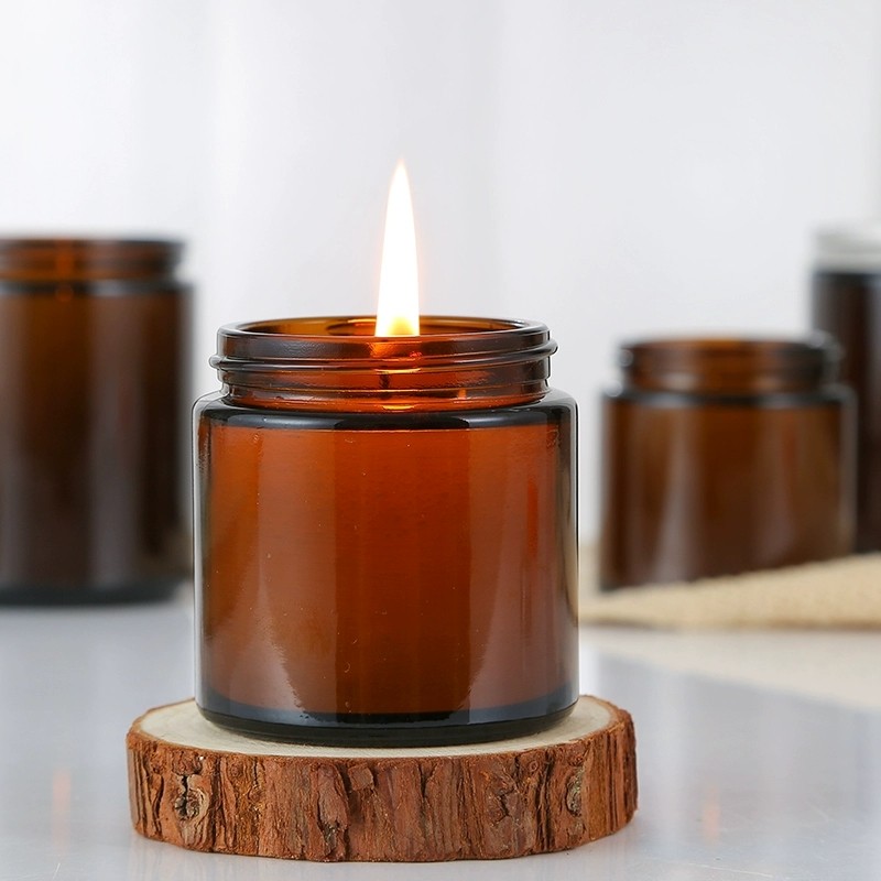 250ml Empty Candles Container Brown Glass Jar With Aluminum Cover