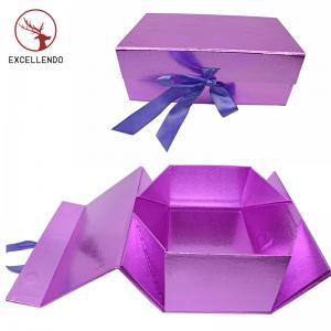 Luxury Factory Custom Magnet Folding Gift Box Shoe Box, Collapsible Gift Packaging Box with Ribbon