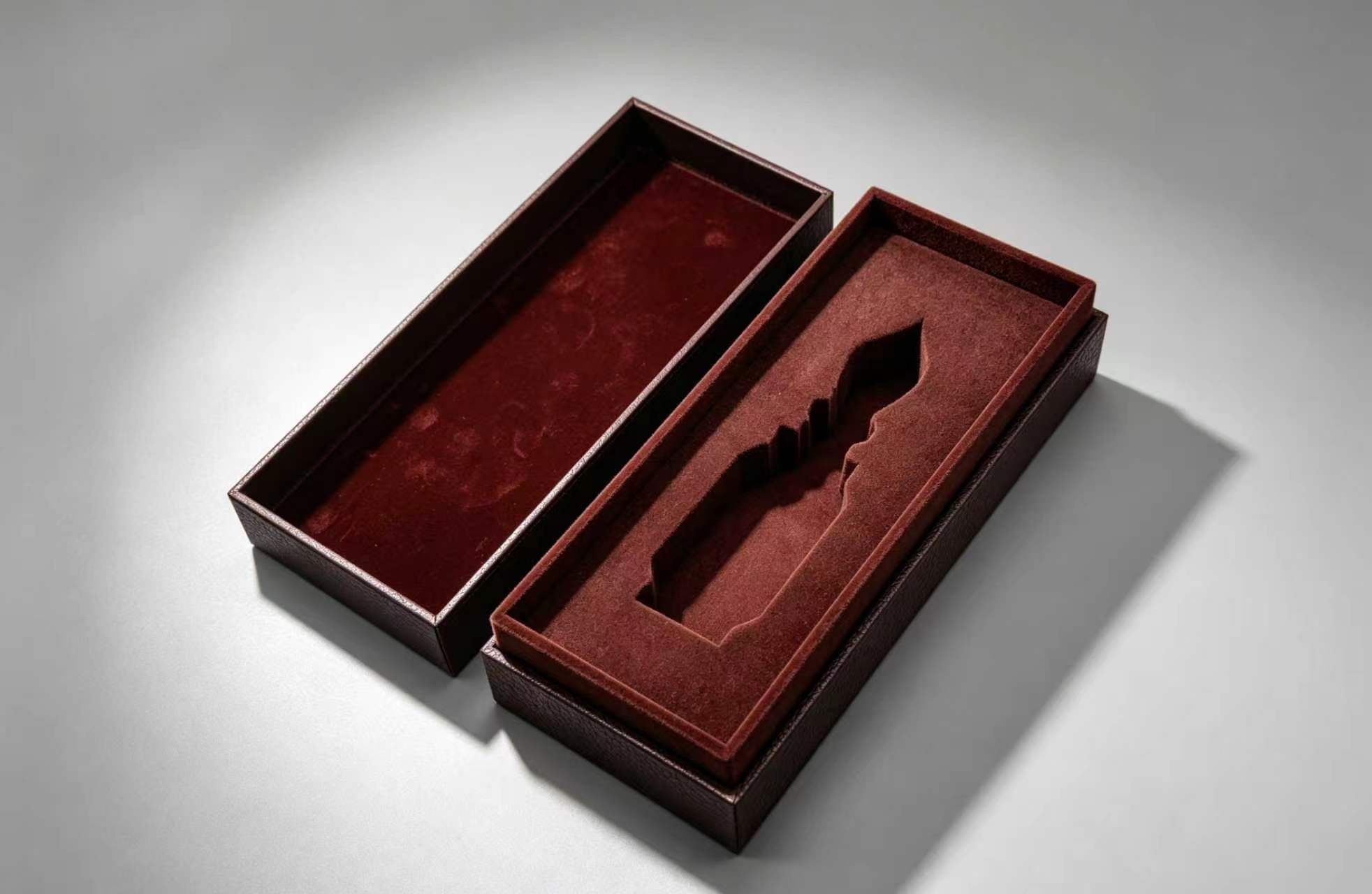 Elegant Purple & Gold Flip Box with Hollow Window & Velvet Tray for Perfume Gift Packaging