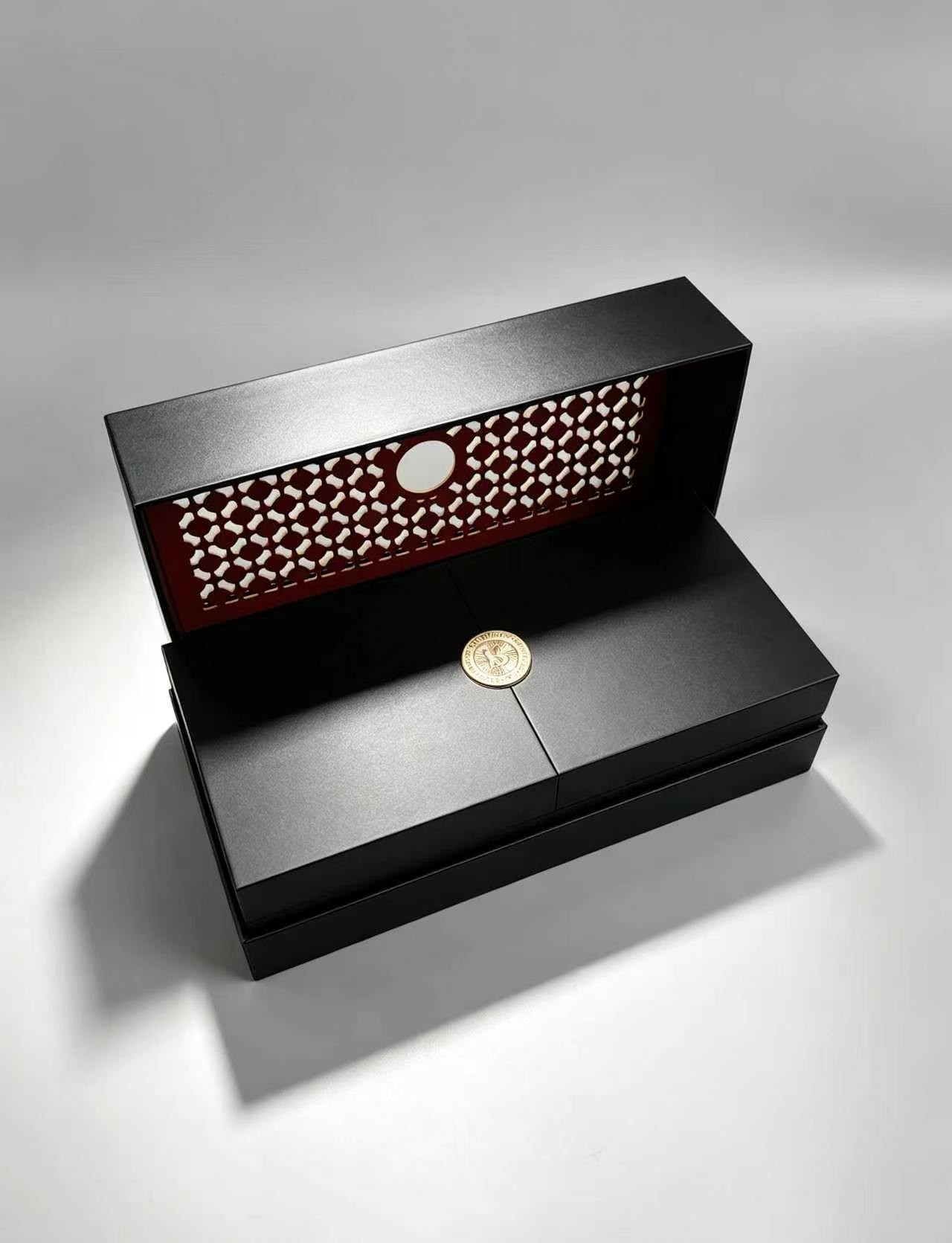Vintage Dark Red Rigid Box with Custom Insert for High-End Perfume & Collectibles