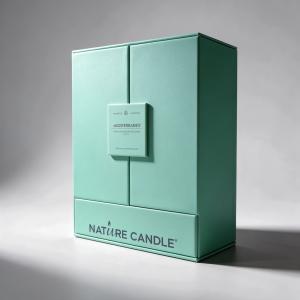 Elegant Mint Green Double-Door Gift Box for Nature Candle and Aromatherapy Packaging
