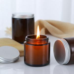 250ml Empty Candles Container Brown Glass Jar With Aluminum Cover